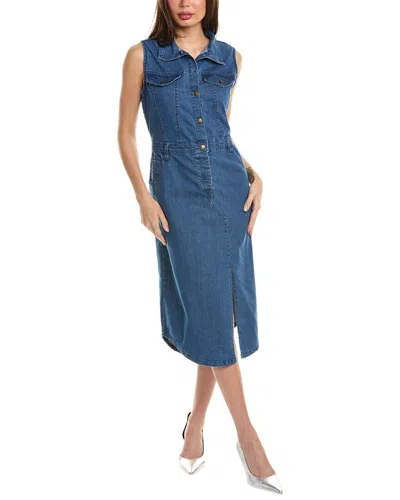 Bebe Denim Midi Dress In Blue