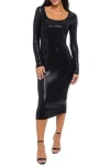 Bebe Disco Dot Long Sleeve Sequin Midi Dress In Black