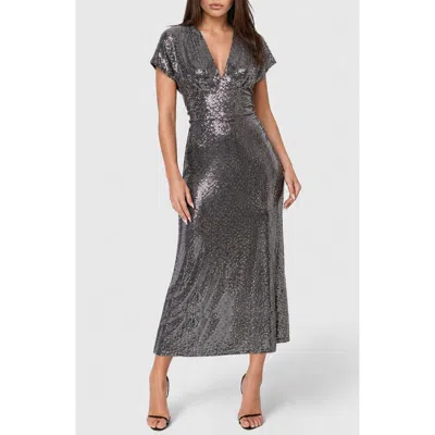 Bebe Disco Dot Maxi Dress In Gold
