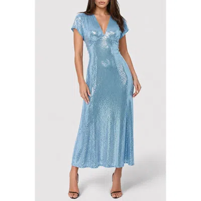Bebe Disco Dot Maxi Dress In Blue