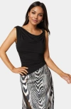 Bebe Drape Knit Top In Black