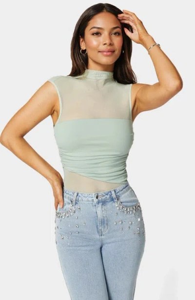 Bebe Draped Knit Bodysuit In Green