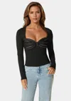 BEBE EMBELISHED LONG SLEEVE SWEATER