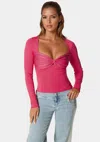 Bebe Cold Shoulder Ring Detail Top In Raspberry
