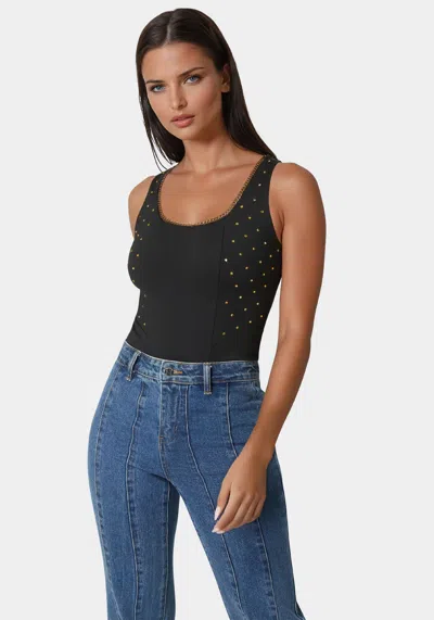 Bebe Embellished Bodysuit In Black