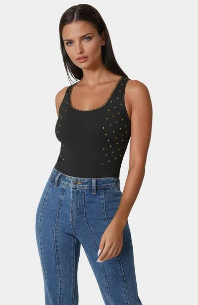 Bebe Embellished Bodysuit In Black