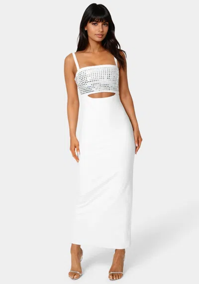 Bebe Embellished Column Maxi Dress In White