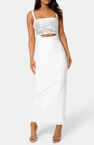 Bebe Embellished Maxi Dress In White