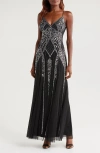 Bebe Beaded Gown In Black