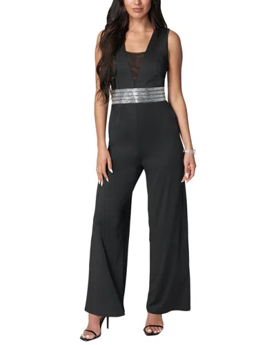 Bebe Embellished Wide Leg Jumpsuit In Black