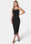Bebe Emmaline Shirred Mesh Slip Dress In Black