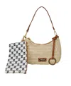 Bebe Eva Straw Small Shoulder Bag In Natural,cognac