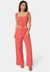 Bebe Eyelet Lace Up Corset In Calypso Coral
