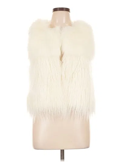 Pre-owned Bebe Faux Fur Vest In Ivory