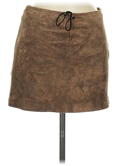 Pre-owned Bebe Faux Leather Skirt In Brown