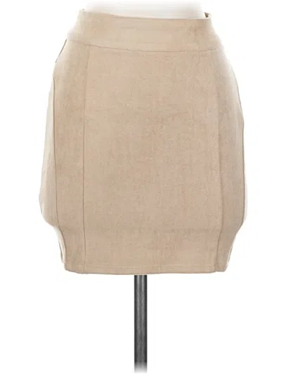 Pre-owned Bebe Faux Leather Skirt In Tan