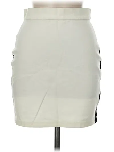 Pre-owned Bebe Faux Leather Skirt In White