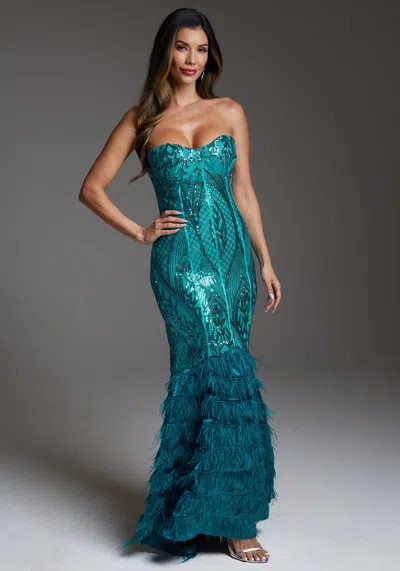 BEBE FEATHER GOWN