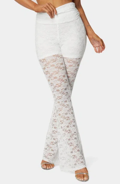Bebe Flared Lace Pant In Gray