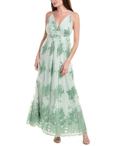 BEBE BEBE FLOCKED MESH MAXI DRESS