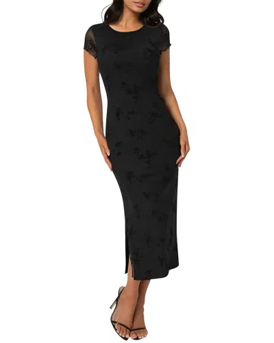 Bebe Flocking Mesh T-shirt Maxi Dress In Black