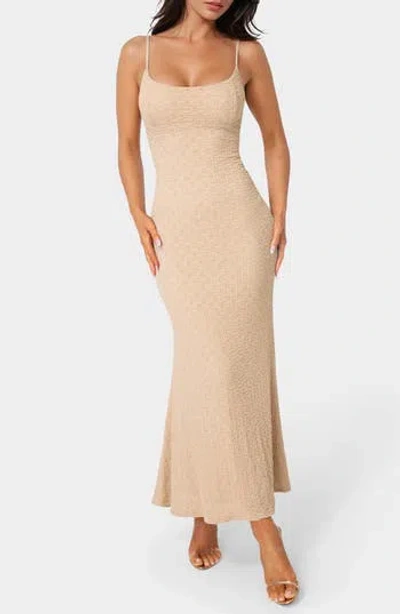 Bebe Floral Lace Body-con Maxi Dress In Brown