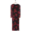 Bebe Powermesh Maxi Dress In Black/red