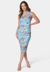 BEBE FLORAL MIDI MESH DRESS