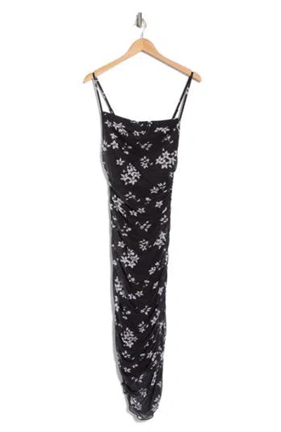 Bebe Floral Shirred Mesh Slipdress