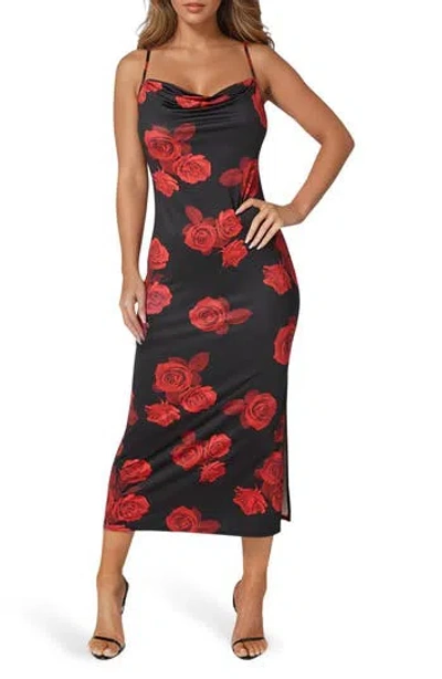 Bebe Floral Slipdress In Black