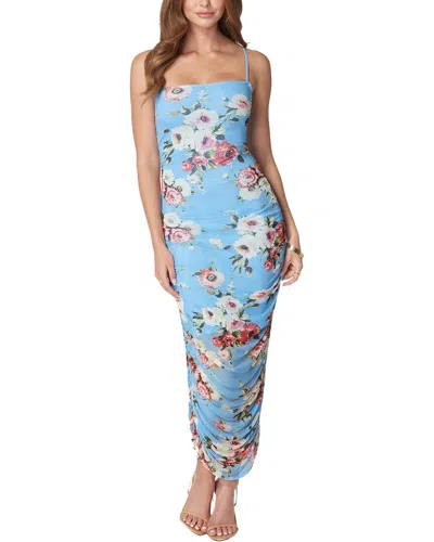 Bebe Floral Tube Mesh Dress In Blue