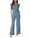 Bebe Flutter Sleeve Core Jumpsuit In Blue