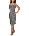 Bebe Foil Pleat Cowl Midi Dress In Black