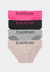 Bebe Four Pack Seamless Microfiber Bikini Set In Pink Glow