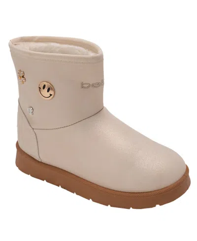 Bebe Kids' Girls' 1-13 Embroidered Logo Fun Charm Winter Boots In Neutral