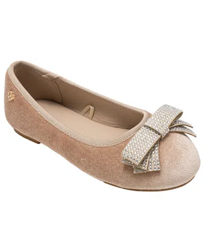 Bebe Kids' Girls' 1-13 Rhinestone Bow Ballet Flats In Brown