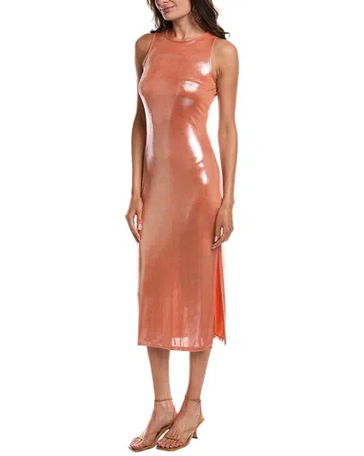 Bebe Halter Midi Dress In Orange