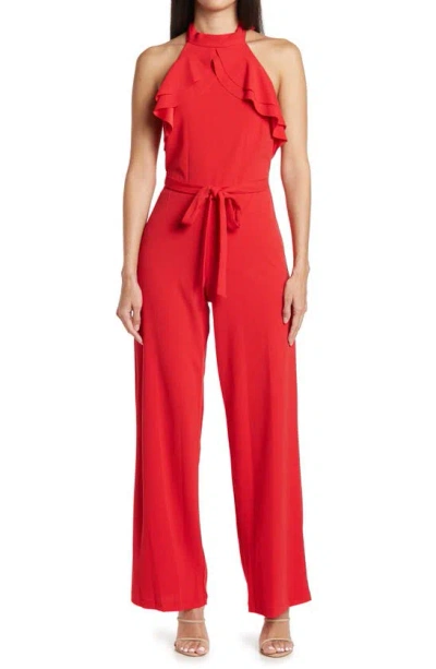 Bebe Halter Neck Jumpsuit In Red