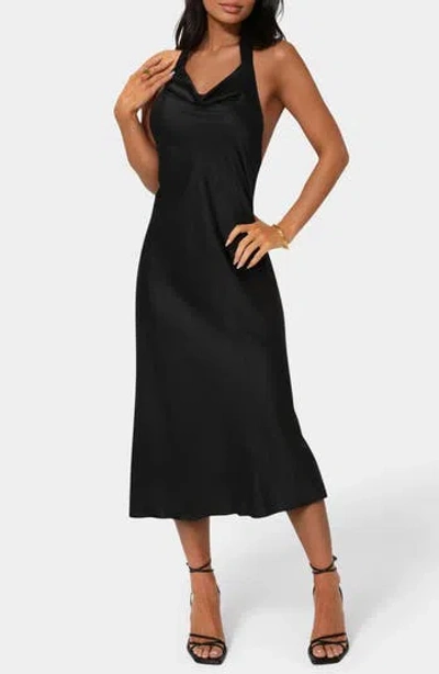 Bebe Halter Neck Midi Slipdress In Black