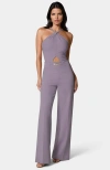 Bebe Halter Palazzo Leg Jumpsuit In Purple