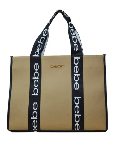 Bebe Hana Canvas Tote Bag In Tan