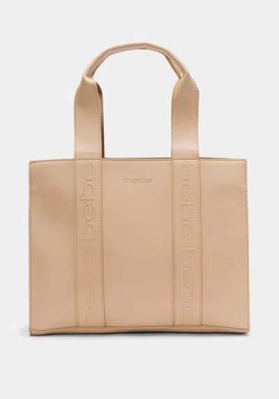 Bebe Hana Polyurethane Tote In Tan