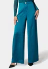 Bebe High Waist Satin Wide Leg Pant In Deep Lagoon
