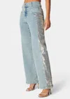 Bebe High Waist Sequin Wide Leg Jeans In Medium Blue Wash