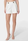 Bebe High Waist Side Scallop Hem Short In White Alyssum