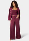 Bebe High Waist Ultra Wide Leg Satin Pant In Purple Potion