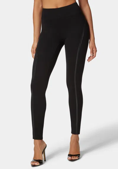 Bebe High Waist Vegan Leather Details Pdr Legging In Black