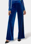 Bebe High Waist Velour Wide Leg Pant In Galactic Cobalt