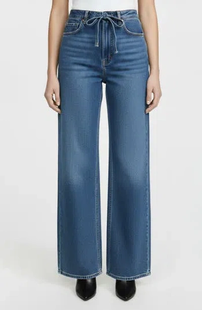 Bebe High Waist Wide Leg Jeans In Blue
