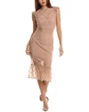 Bebe Illusion Lace Midi Dress In Multi